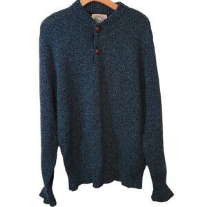 Vintage ENVIRONMENTAL CLOTHING CO Wool Blend Blue Sweater 1/4 Button Medium USA